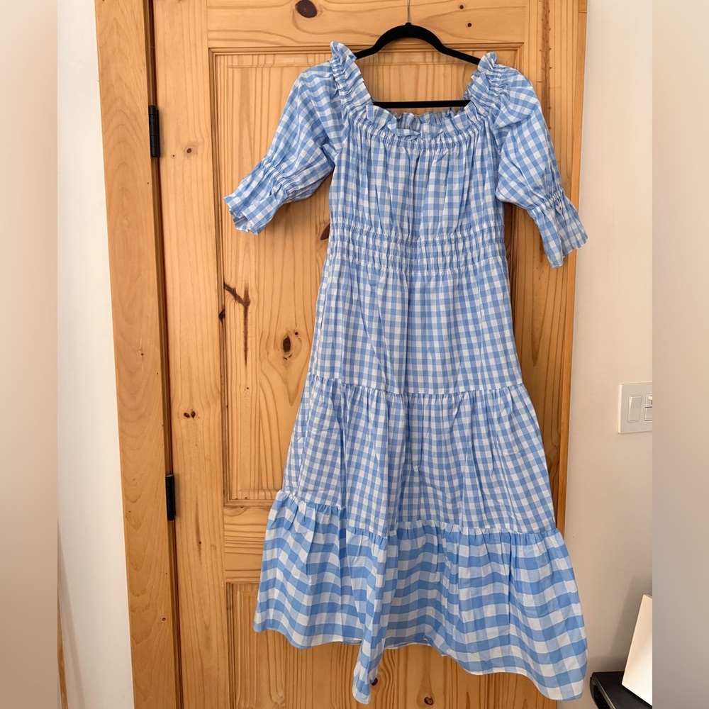 Kitri Blue White Gingham Midi Dress